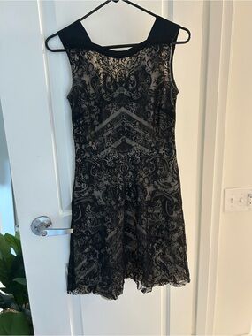 Kenneth Cole Black Lace-Overlay Sleeveless Fit & Flare Dress